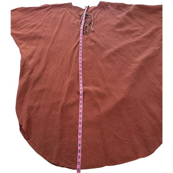 MES DEMOISELLES Linen Tunic Dress with V-Neck Tie - OS - Picture 8 of 10